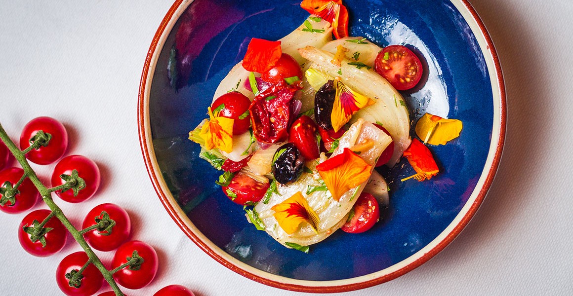 Salade de fenouil et tomates cocktail fraîches et confites Azura Gourmet