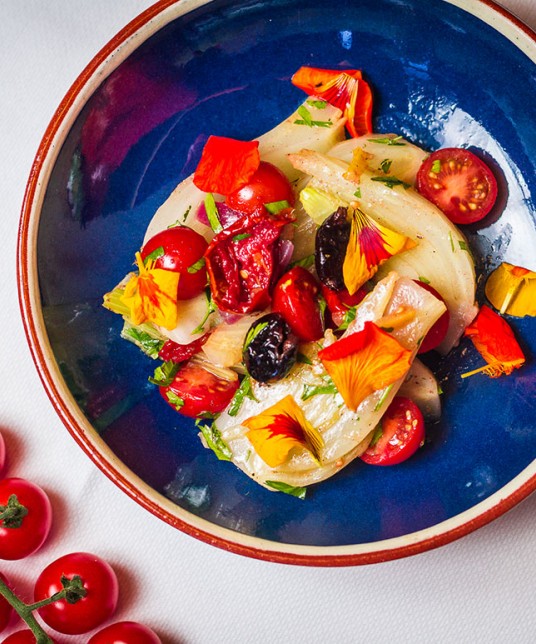 Salade de fenouil et tomates cocktail fraîches et confites Azura Gourmet